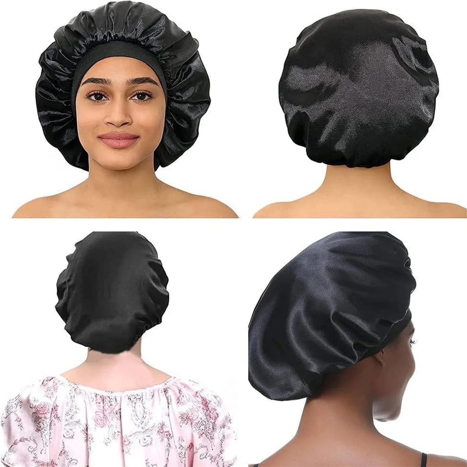 Gorro Unisex Con Banda Elástica For La Cabeza, For Dormir Suave De Primera Calidad, Gorros Sedosos Satén Grandes Para Inicio(White)