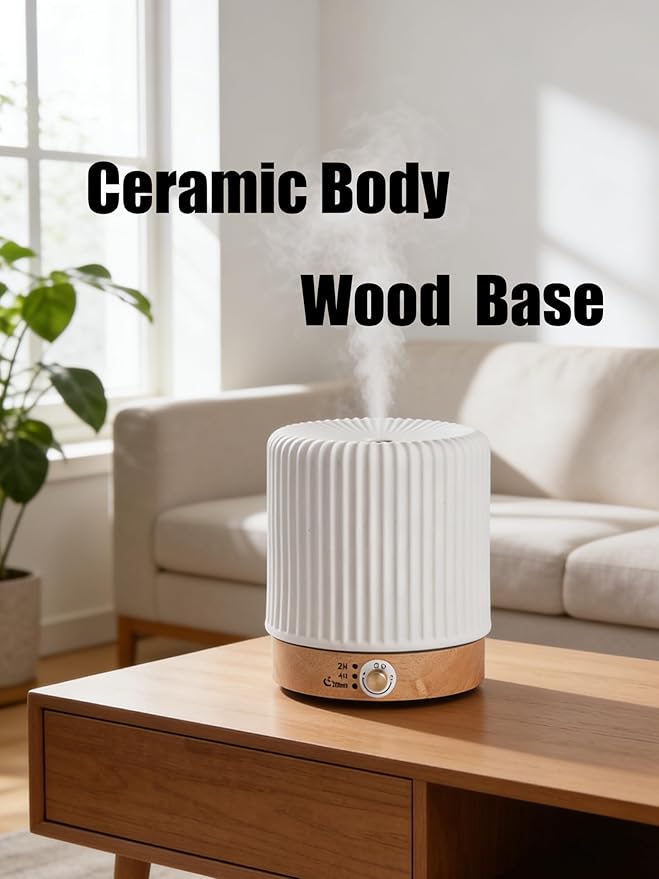 Difusor de Aromas Eléctrico Cerámico QCYBDGLOV 250ml con Timer Blanco miniatura 4