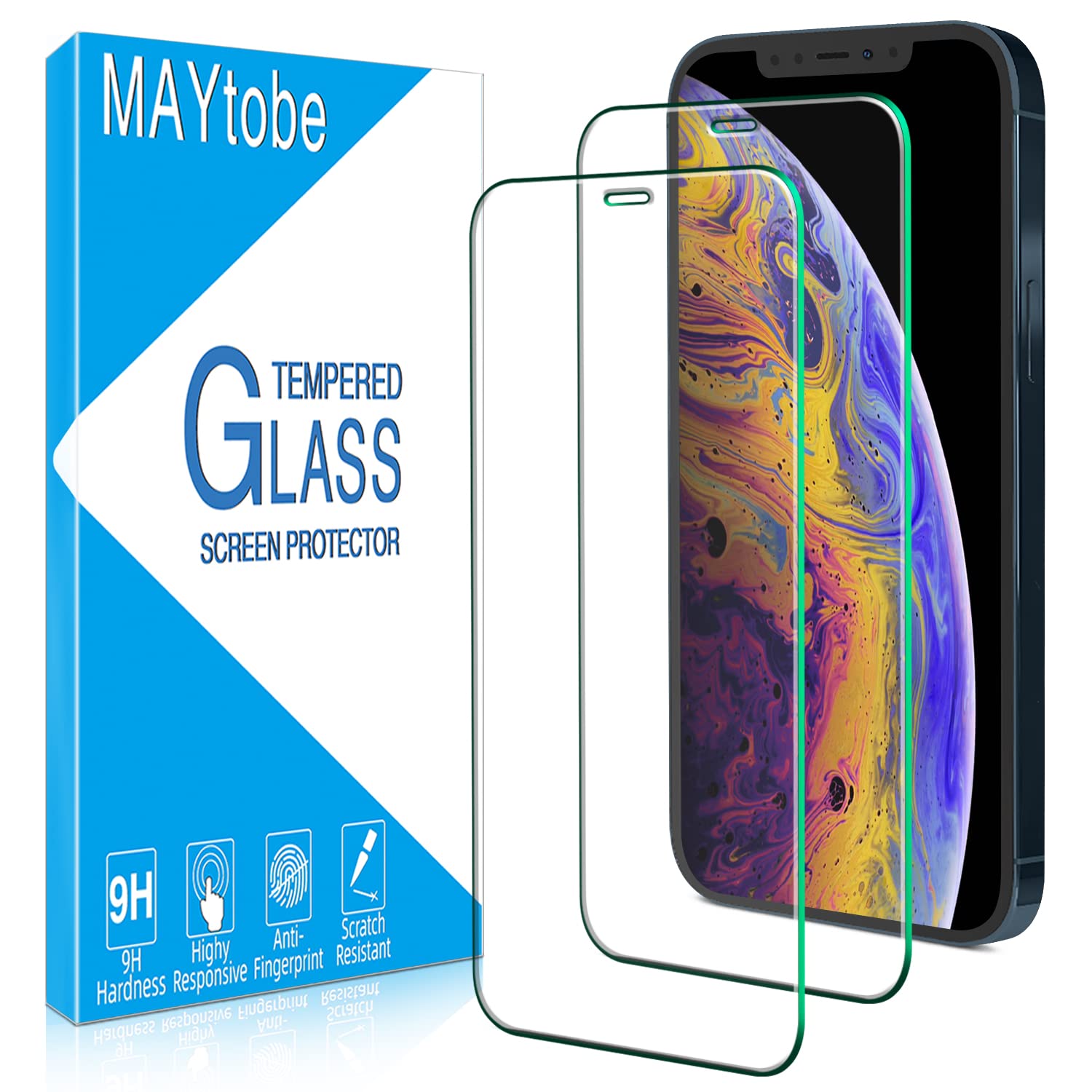 MAYtobe 2 Pack Screen Protector for Apple iPhone 12 Pro Max Tempered Glass