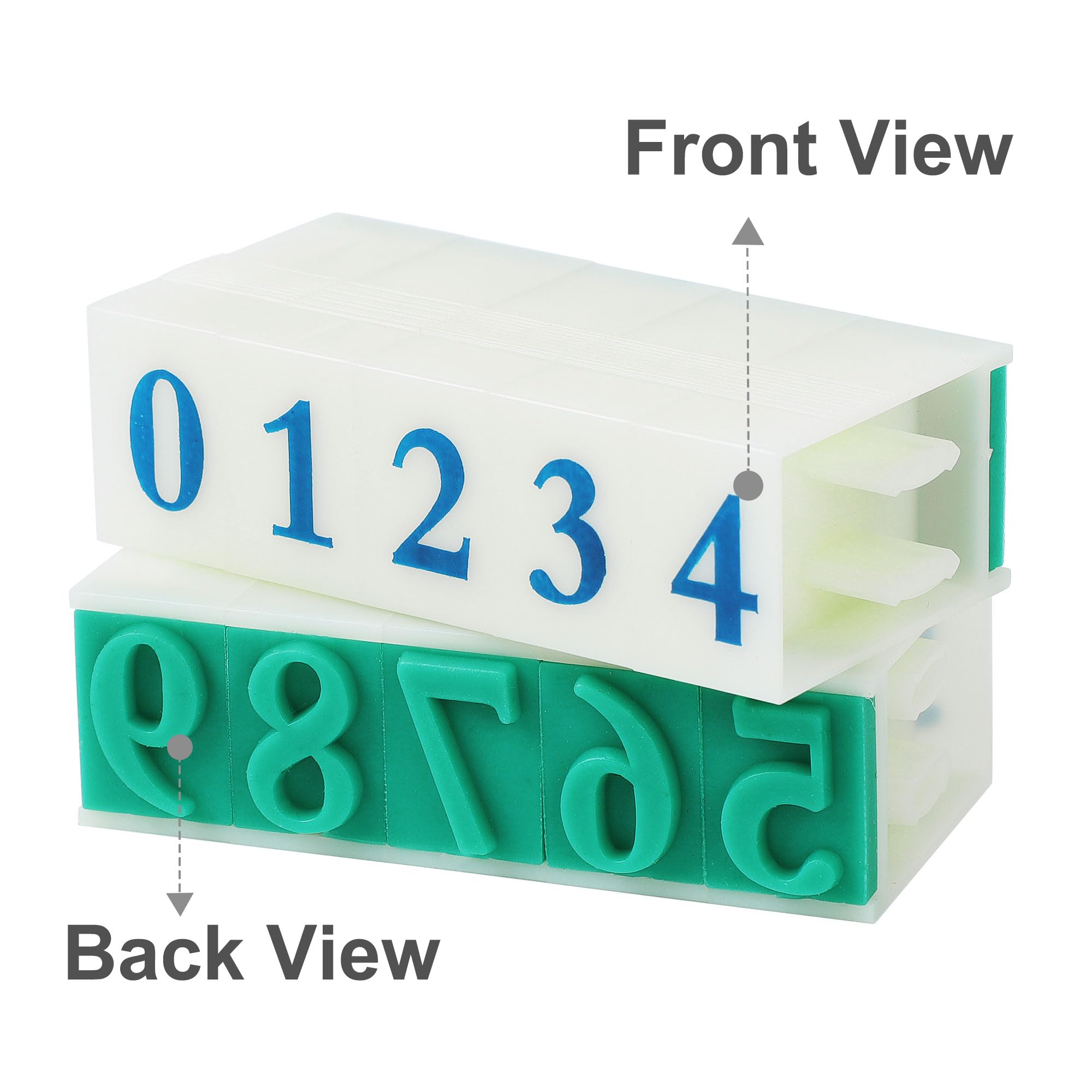 23mm Wide Plastic Rubber 0-9 Digits Combination Numbering Stamp Green Off White, 0.6 x 0.9 inches - Image 2