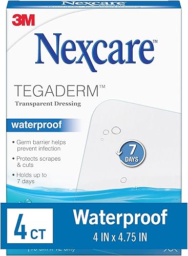 Miniatura 2 de Nexcare Tegaderm - Apósito transparente impermeable de 4 x 4¾ pulgadas, vendaje de película de 4 unidades para el cuidado de heridas, sella el agua,