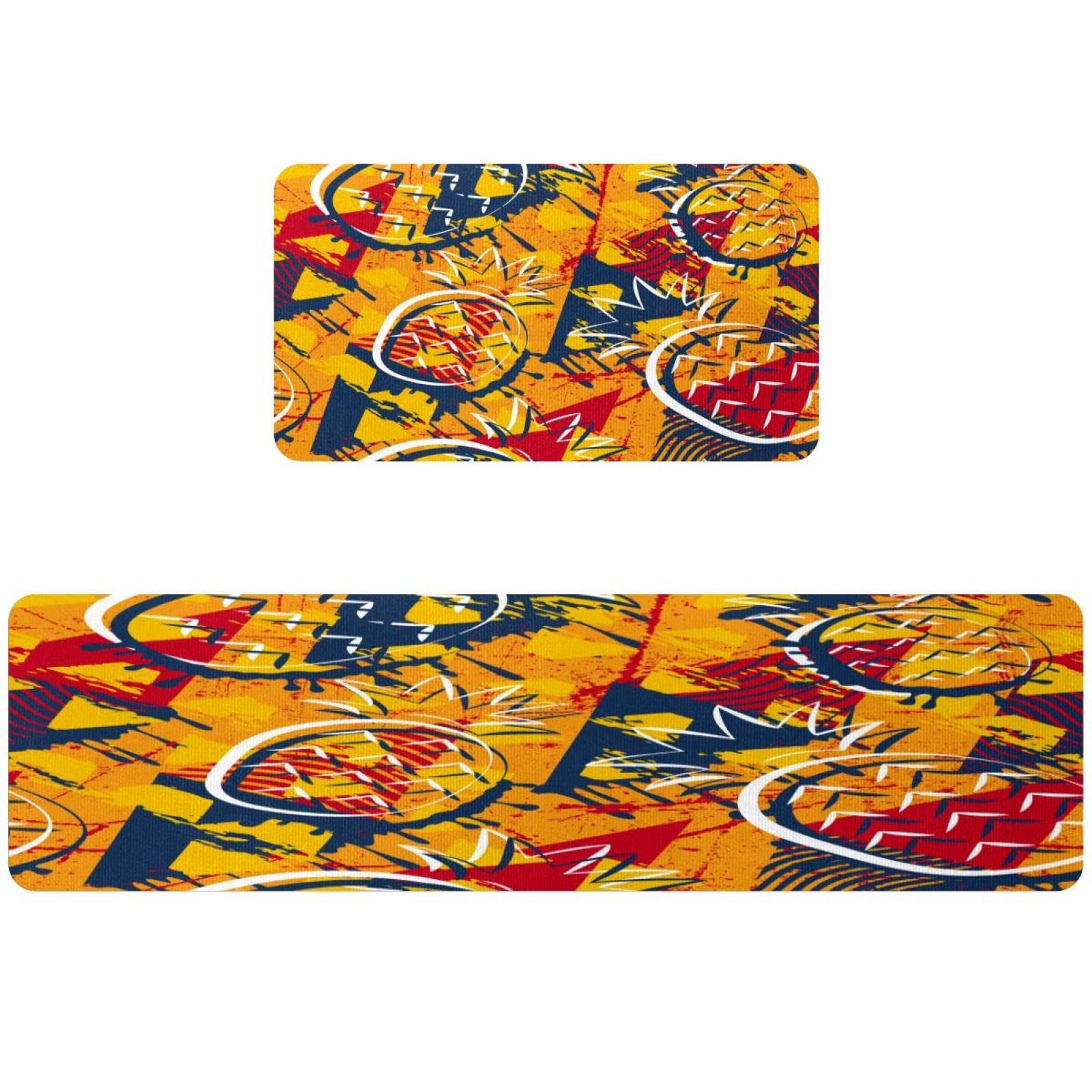 Tapis de cuisine pour couloir et buanderie style ananas lot de 2