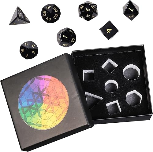 Vista 40 de SUNYIK Juego de 7 dados poliédricos DND de piedra de cristal pulido para juegos de mesa RPG MTG, dados de juego DND, mazmorras poliédricas