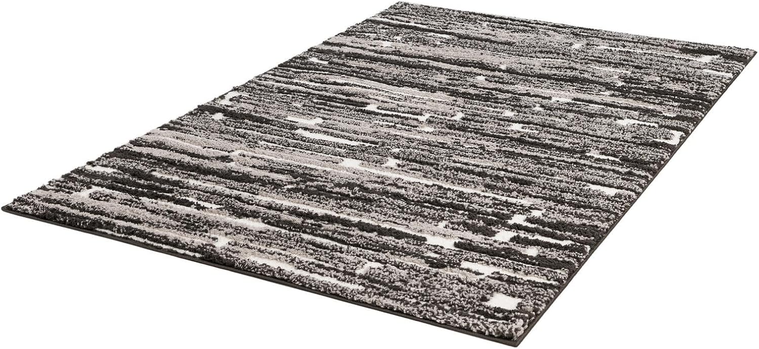 Rugs.com Sepia Collection Rug – 4x6 Black and Ivory High-Pile Rug Perfect for Entryways, Kitchens, Breakfast Nooks, Accent Pieces