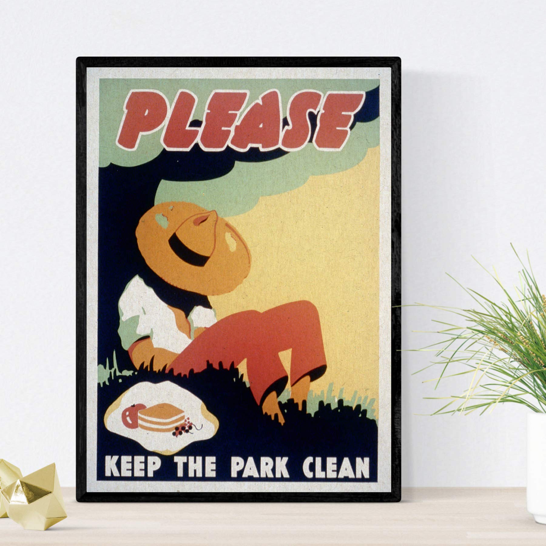 Vintage Poster Nacnic. Vintage Poster Clean your park. "A4 Size - Image 2