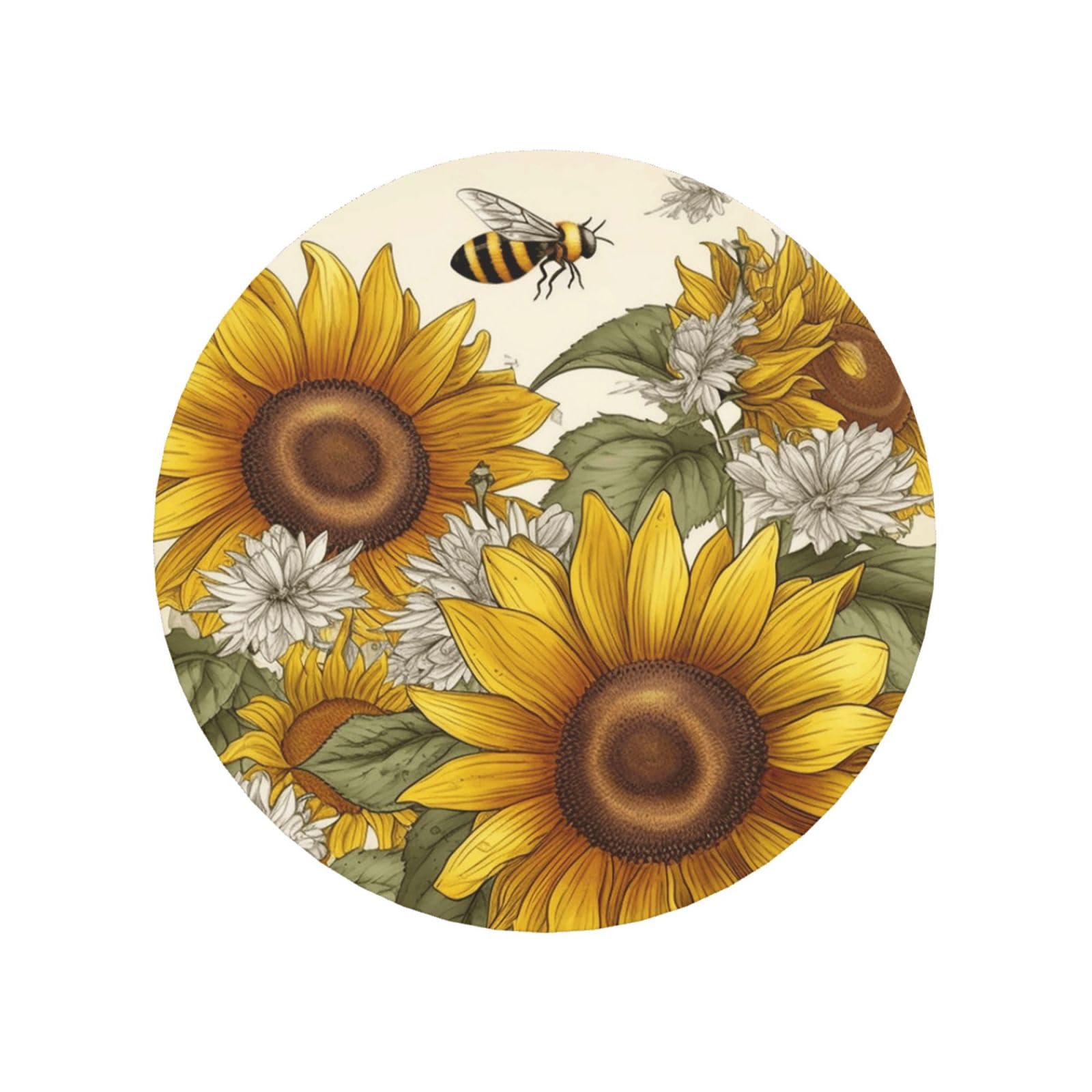Fodpand Round Shape Bees Sunflowers Daisy Rose Flowers Fridge Magnets, Strong Small Refrigerator Magnets Decorative Magnets For Kitchen Fridge Office Locker - Funny Magnetic Stickers Birthday Gifts