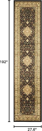 Miniatura 5 de SAFAVIEH Lyndhurst Collection - Alfombra de pasillo, 2 pies 3 pulgadas x 6 pies, color negro y marfil, diseño oriental tradicional, no desprende