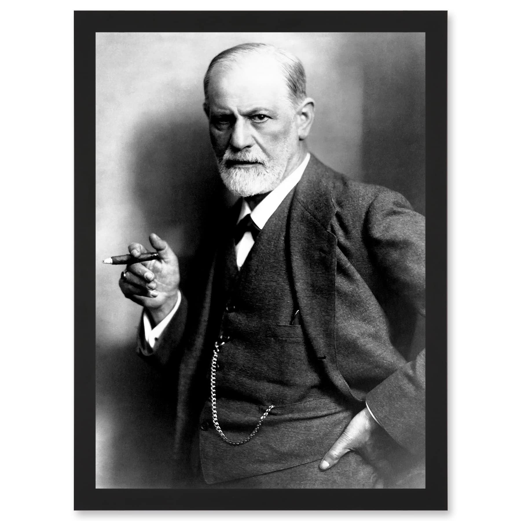 Artery8 Framed Black A4 Vintage Photo Portrait Doctor Sigmund Freud Psychoanalysis Neurologist Artwork Framed Wall Art Print A4