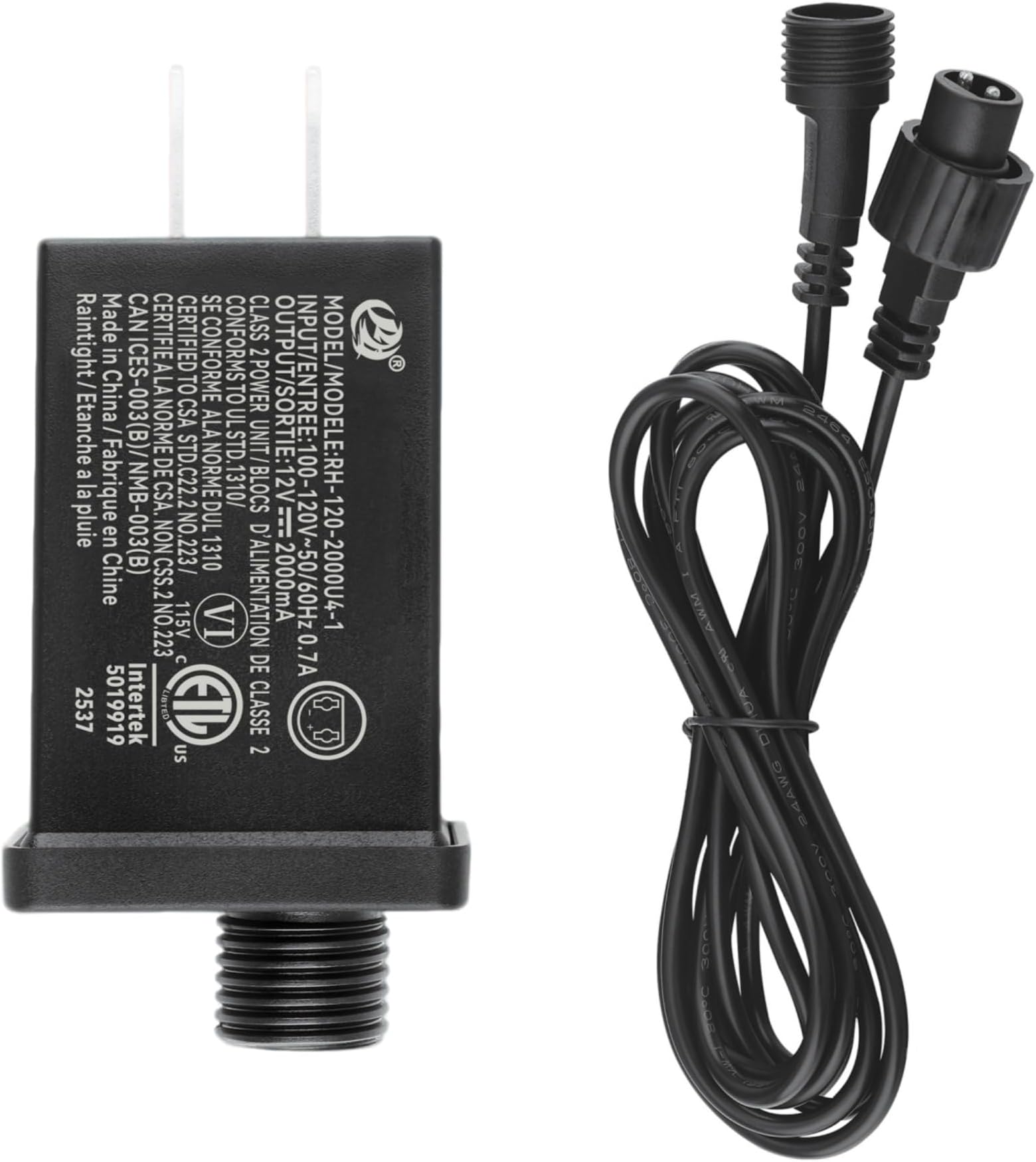 12V 24W LED Transformer Replacement Class 2 Power Supply for Christmas String Light Inflatable Decorations LED Controller IP44 Waterproof Low Voltage