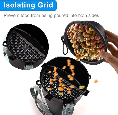 Miniatura 4 de Botella de agua de viaje para perros, cuencos plegables 2 en 1, contenedor de comida para mascotas con cuencos plegables, cuencos de agua portátiles