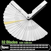 Vista 3 de Spurtar Juego de Calibradores de 32 Cuchillas 0.0015-0.035' (0.04-0.88 mm) Juego de Calibradores de Acero Inoxidable SAE/M'trico para Medir Ancho