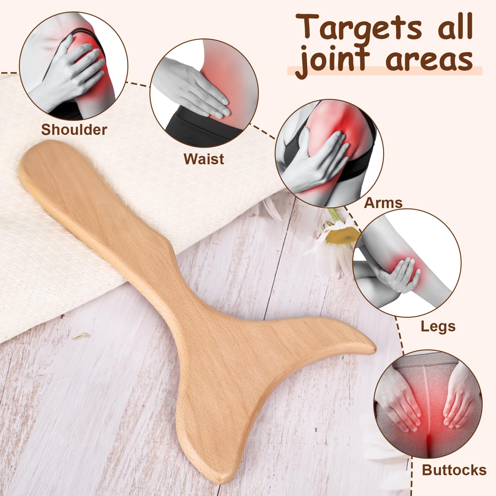 Outil de massage thérapeutique du bois, masseur de drainage lymphatique, gua sha corporel, outil de massage de la cellulite, outils de sculpture du corps pour soulager les douleurs musculaires