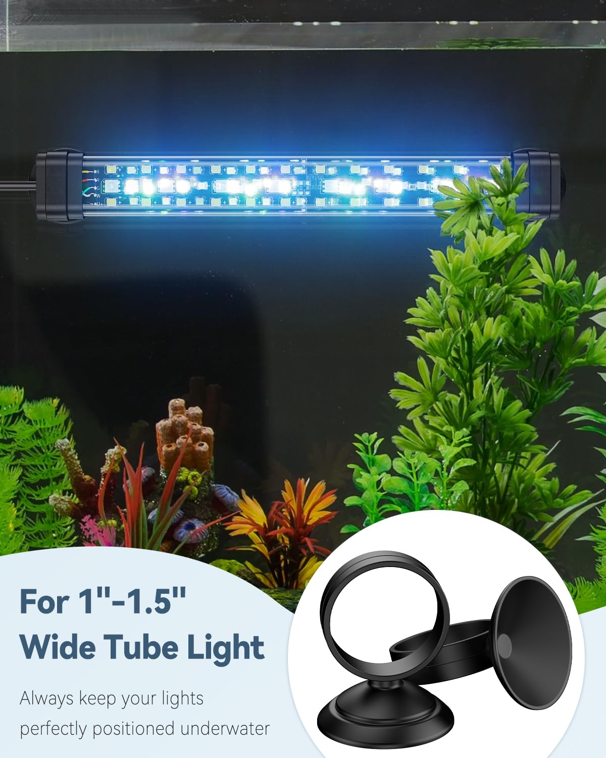 Pawfly 6 Pcs Fish Tank Tube Light Suction Cups Aquarium Suction Cups for 2.5 cm to 3.8 cm Wide Submersible Light Aquarium Tube Light Holders with 1 Inch Elastic Rubber Ring (Not for Airline Tubing) - Image 2