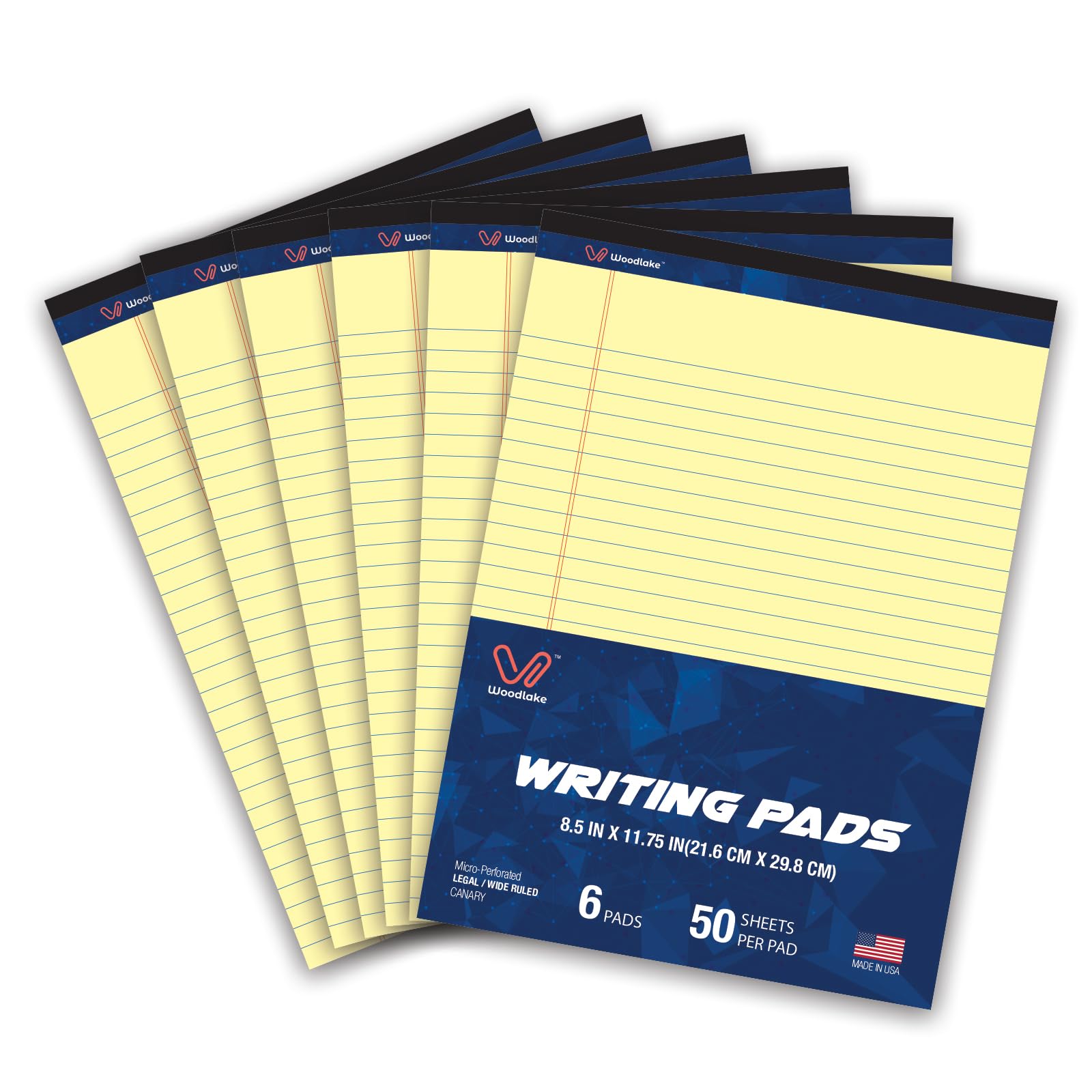 Woodlake Legal Pads 8 5 x 11 6 Pack Wide Ruled Premium Yellow Paper Pad No ink Bleed