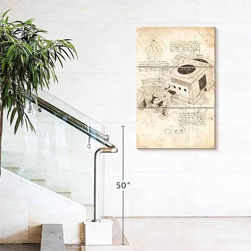 Miniatura 8 de ElephantStock - Nintendo Game Cube Wall Art - Vertical Multi Panel Canvas - 3 Piece Living Room Wall Decor - Drawing Video Game Multi Piece Wall Art