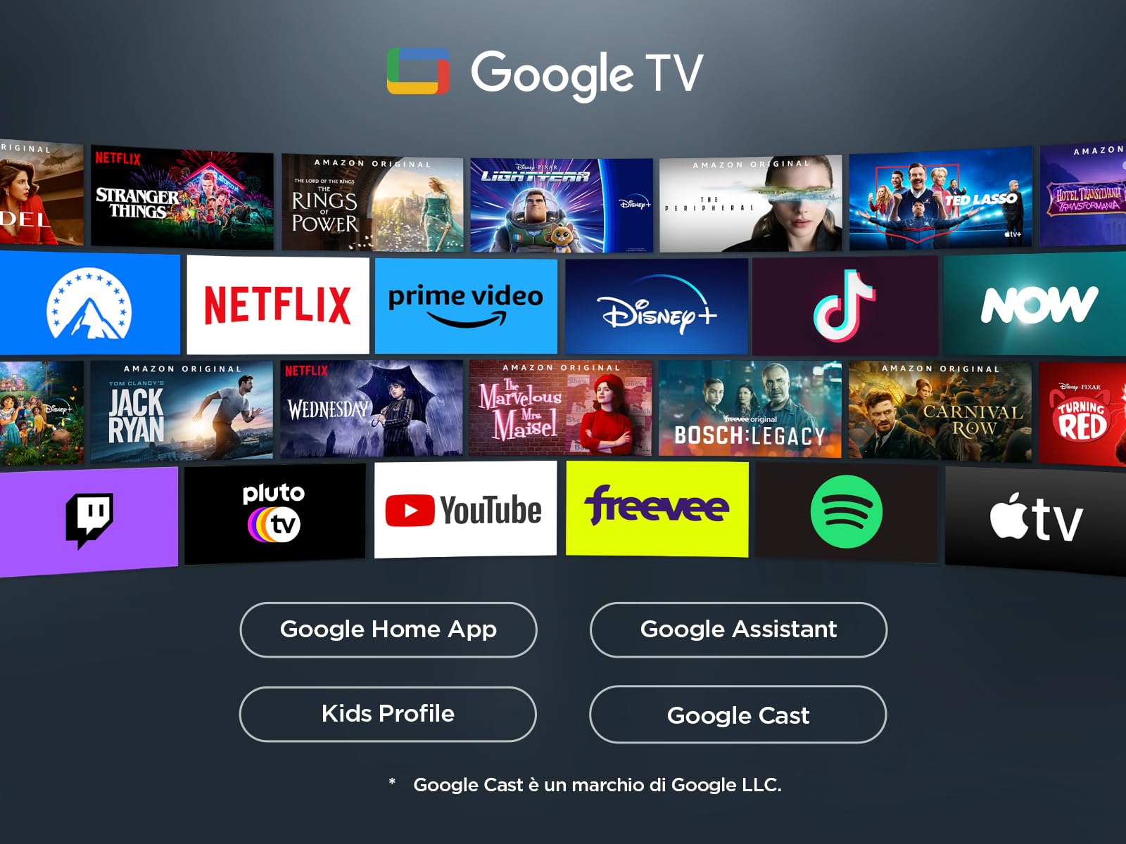 TCL 65P6K TV LED Direct da 65", TV HDR 4K, Smart TV con tecnologia Google TV (Dolby Audio, Motion Clarity, compatibile con Google Assistant e Alexa)