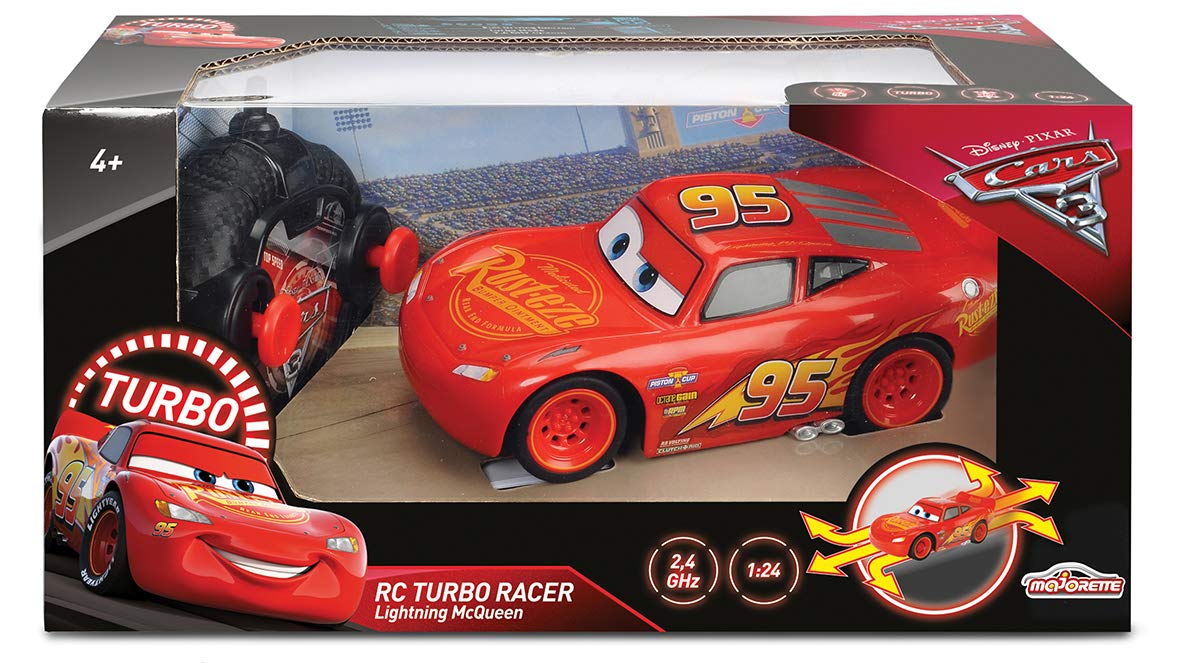 Majorette - Disney Cars 3 - Voiture Radio Commandée Flash McQueen - Echelle 1/24ème - Fonction Turbo - 213084003WEB