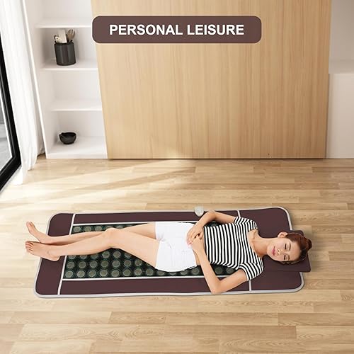 Miniatura 6 de Almohadilla térmica de infrarrojos lejanos, alfombrilla flexible, piedras calientes, turmalina de jade, colchón de jade curativo de terapia (67 x