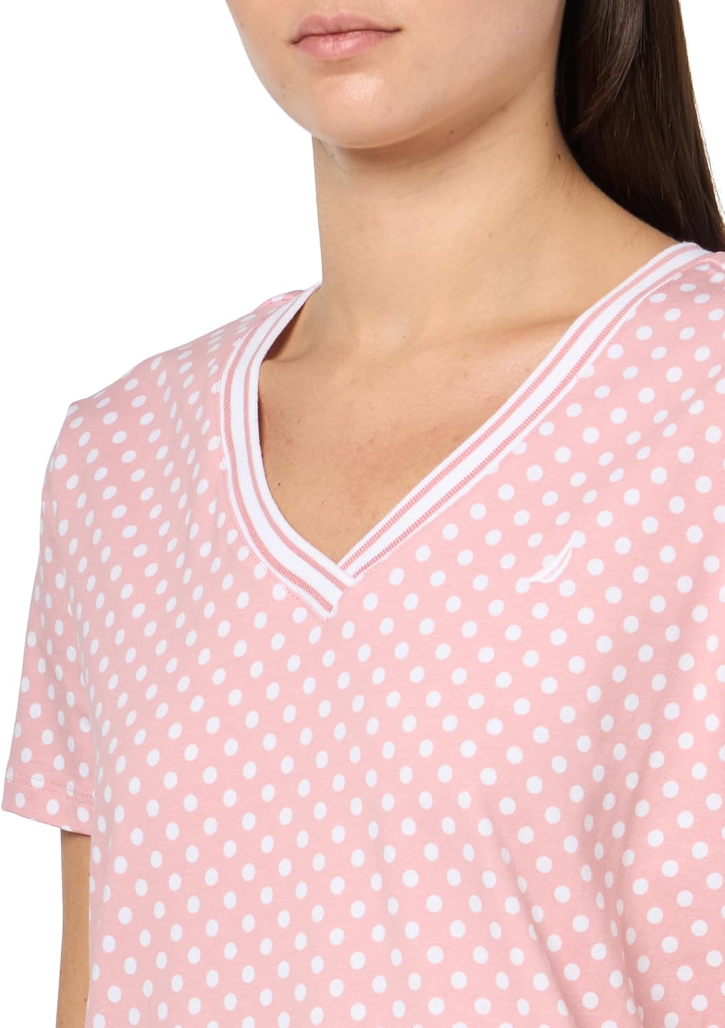 Nautica Womens Solid V-Neck Short Sleeve T-Shirt - Image 3