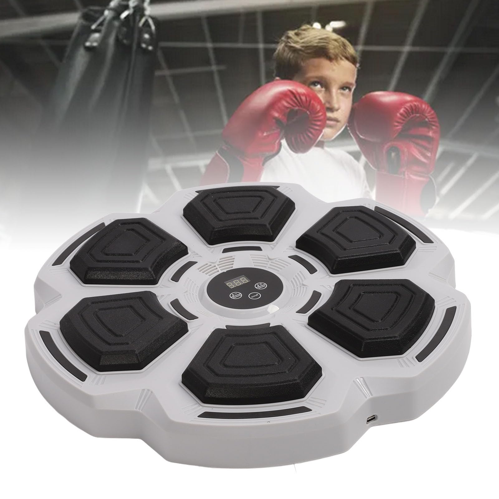 Alomejor Máquina de Boxeo con Música Electrónica, Entrenamiento de Ajustable, Objetivo de Perforación Inteligente para Entrenamiento en Casa, Liberación de Estrés (Adulto)