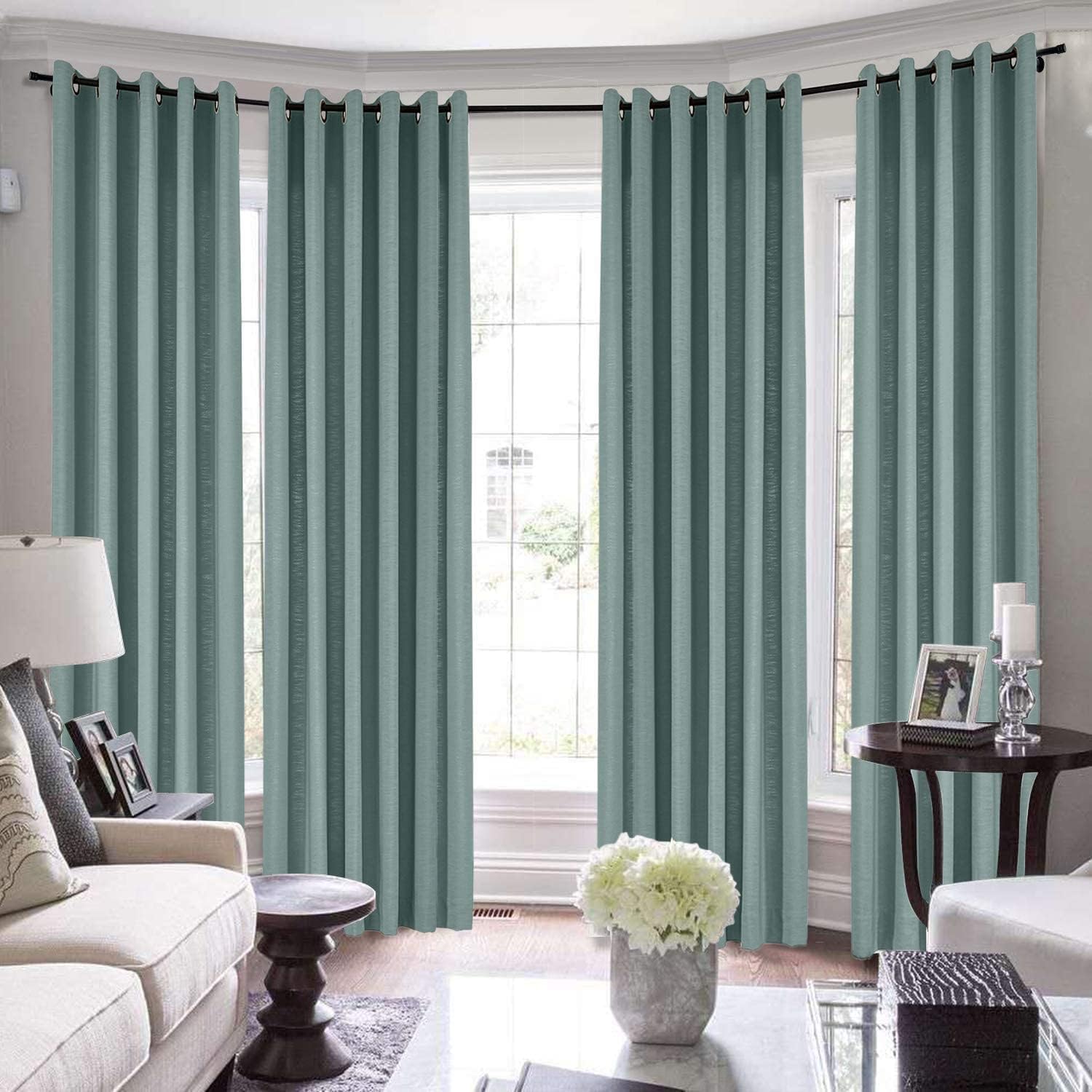 TWOPAGES Extra Long Drape Heavy Curtain French Window Loft Drape for Family Room Privacy Long Grommet Curtain, 7084-41 Khaki, 1 Panel 50Wx216L