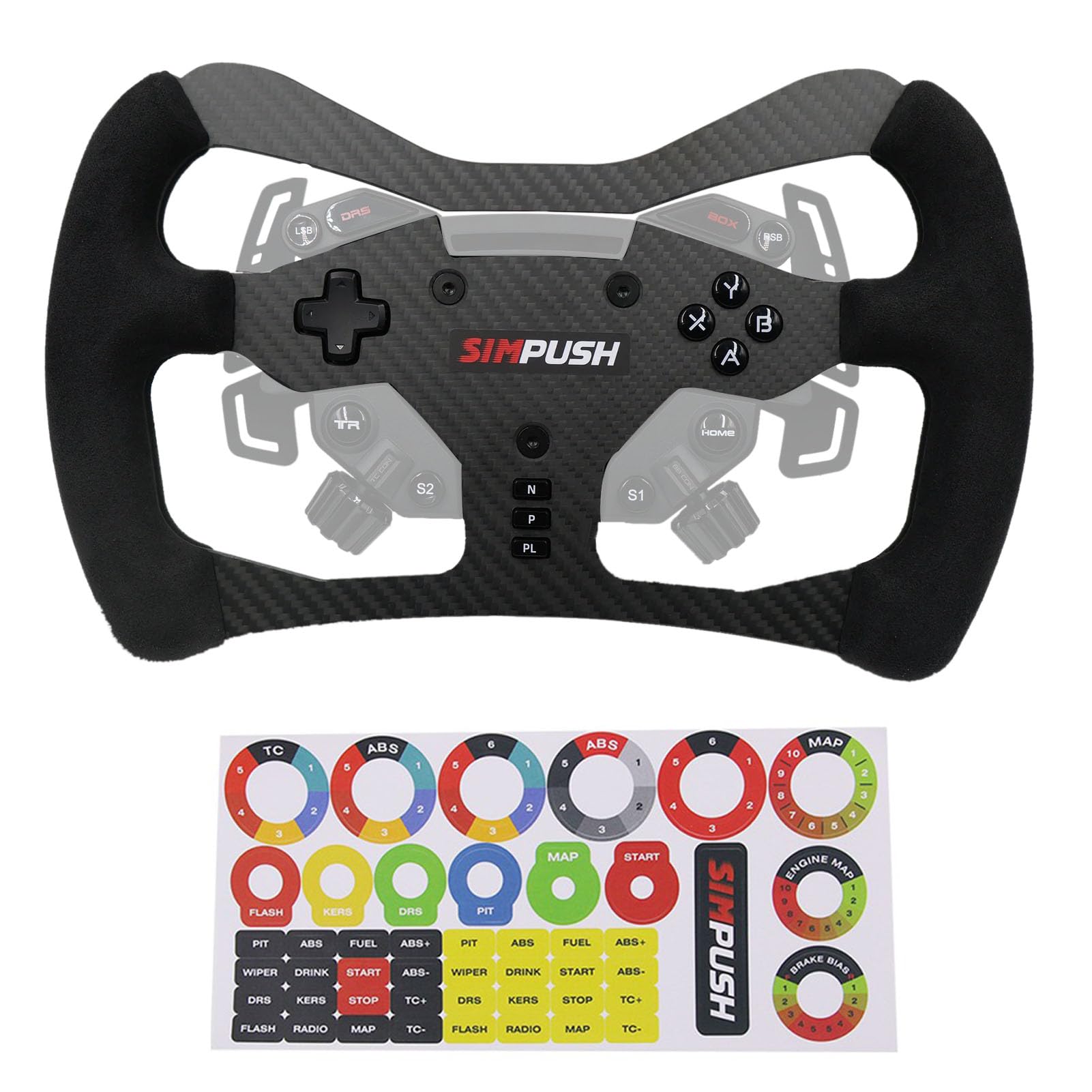 Formula F1 Racing Sim Wheel Mod GT3 GT4 For PXN VD4/VD6 Bundle WAS Direct Drive Racing Wheel;Supper lightweight Original Carbon Fiber Suede For PXN 4 Nm/6 Nm Servo Motor Base Steering