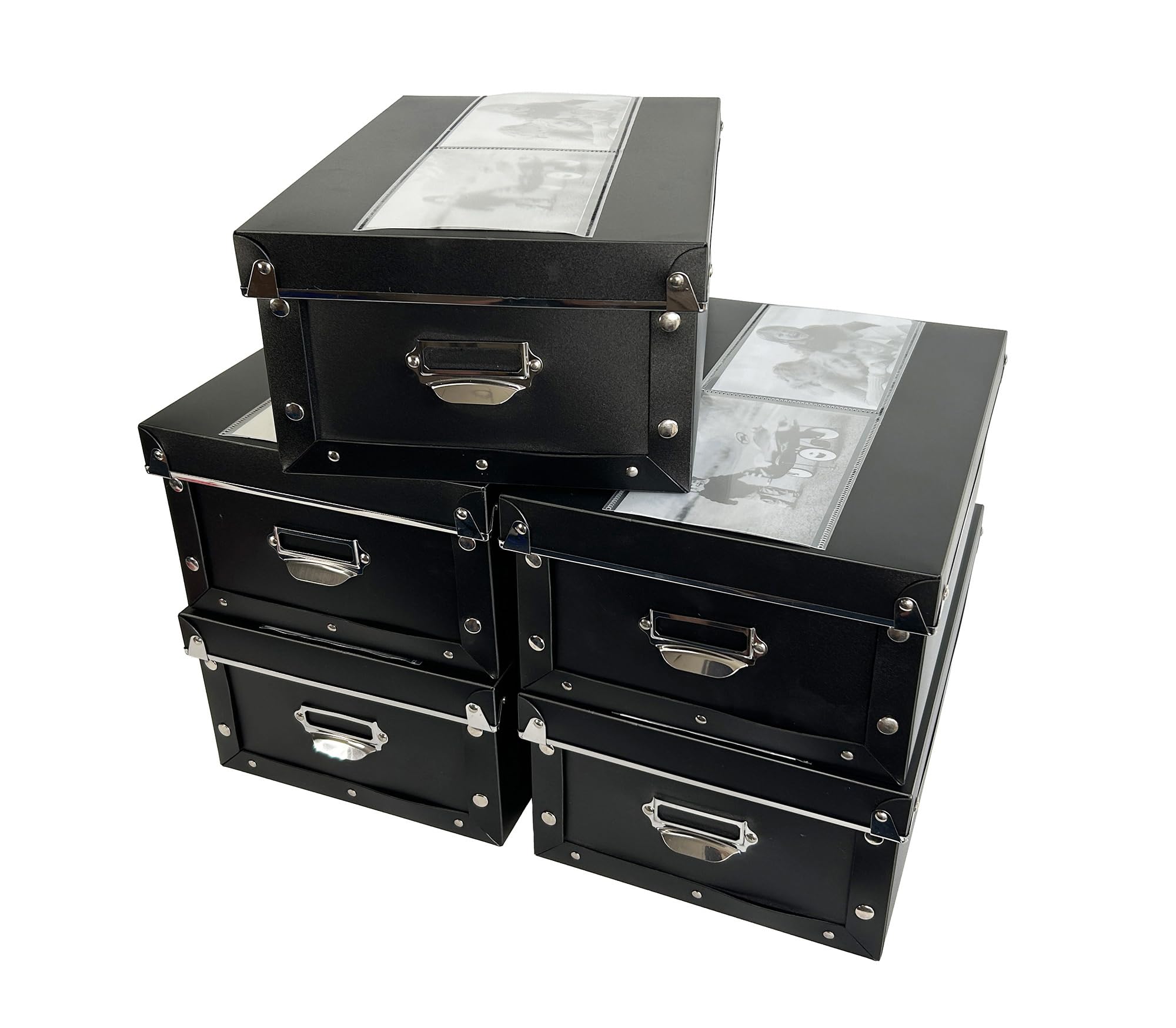 Boîtes de rangement pliables noires lot de 5 bacs 32.5x22.2x13.1 cm