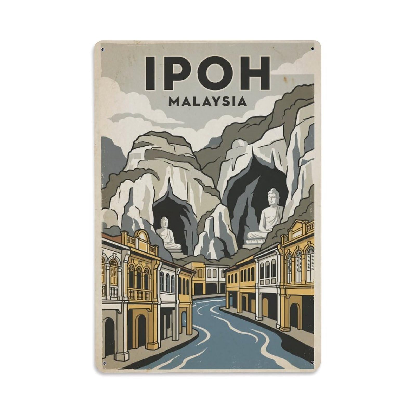 Gead 8X12inch Style Malaysia Ipoh Retro Travel Metal Tin Sign