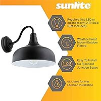 Vista 4 de Sunlite 46067-SU - Lámpara rústica de estilo granero con cuello de cisne, montaje en pared, enchufe de base media (E26), requiere bombilla estándar