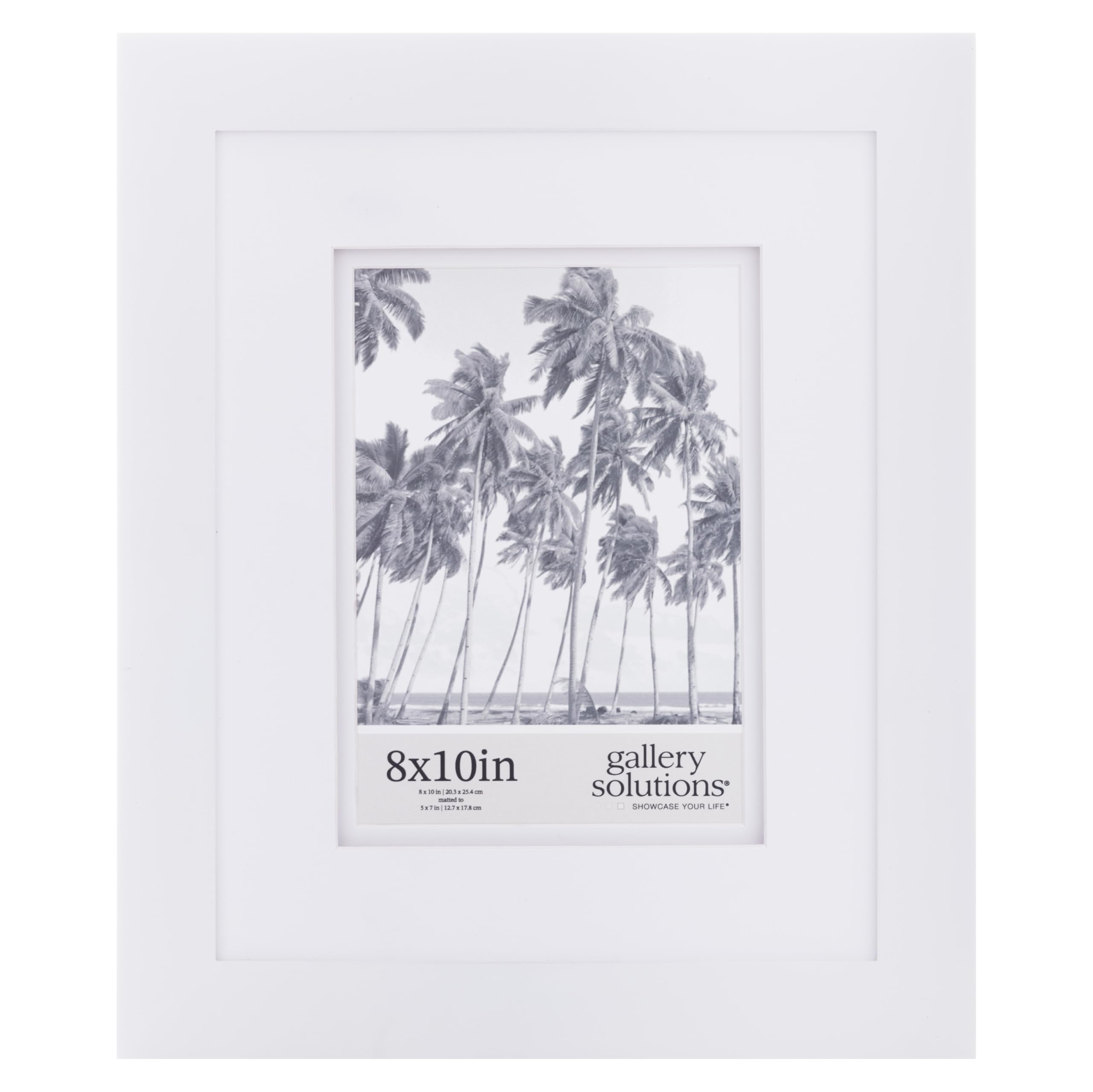 Gallery Solutions Wall Mount or Tabletop Picture Frame with Double Mat, 8x10 Matted To 5x7, White