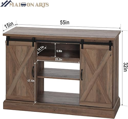Miniatura 2 de MAISON ARTS Moderno soporte de TV para 55 pulgadas con centro de entretenimiento de almacenamiento, mesa de consola y aparador para sala de estar,