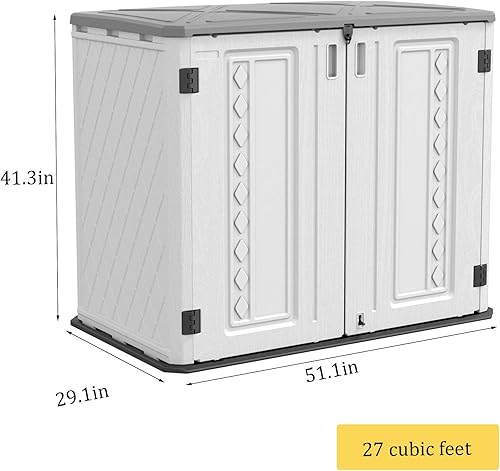 Miniatura 6 de HOMSPARK Cobertizo de almacenamiento resistente a la intemperie, gabinete de almacenamiento multiusos para exteriores, impermeable, armario de