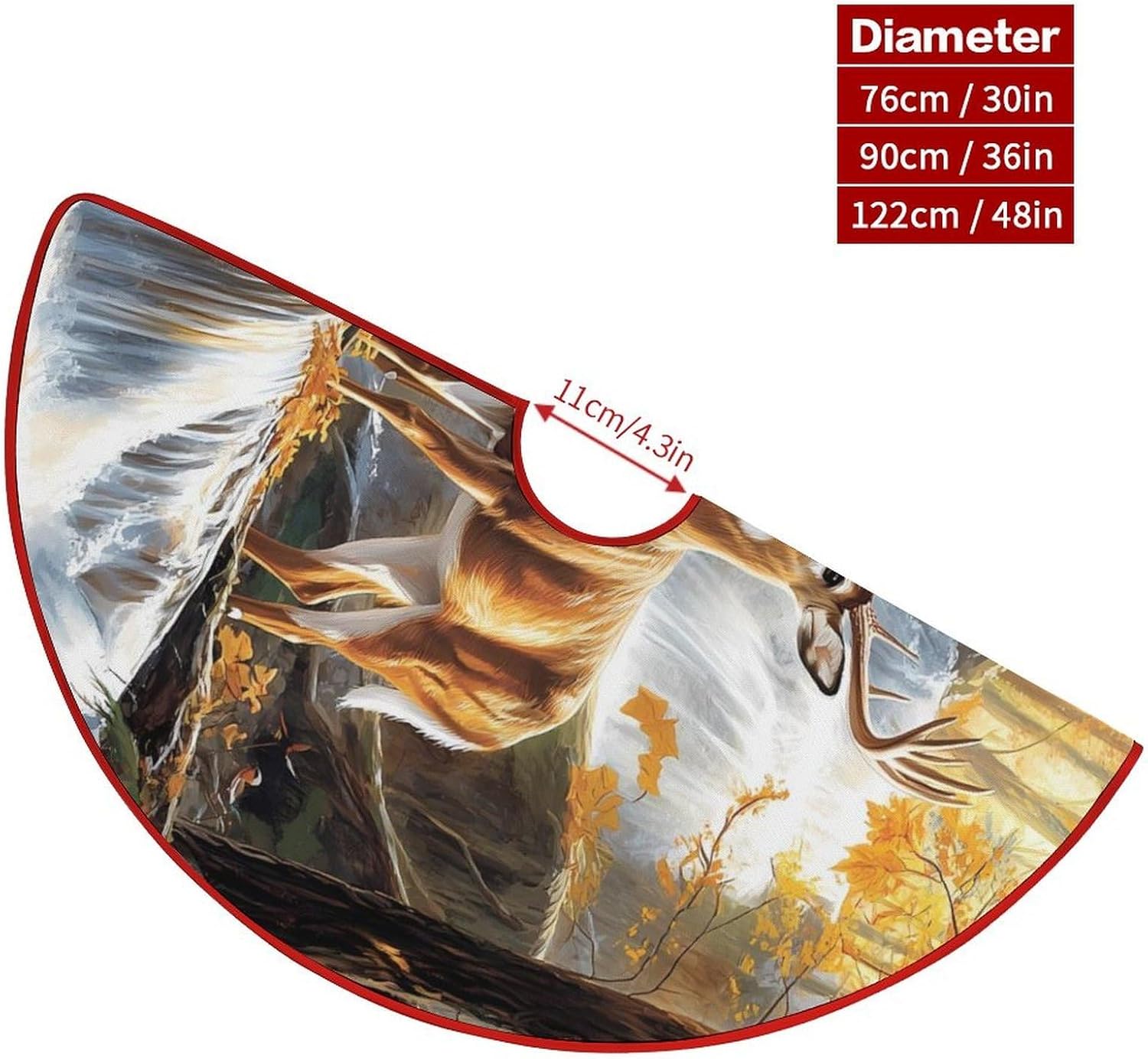 Deer Wild Animal Forests Christmas Tree Skirt Ornaments Christmas Tree Mat for Home Party Holiday Decorations