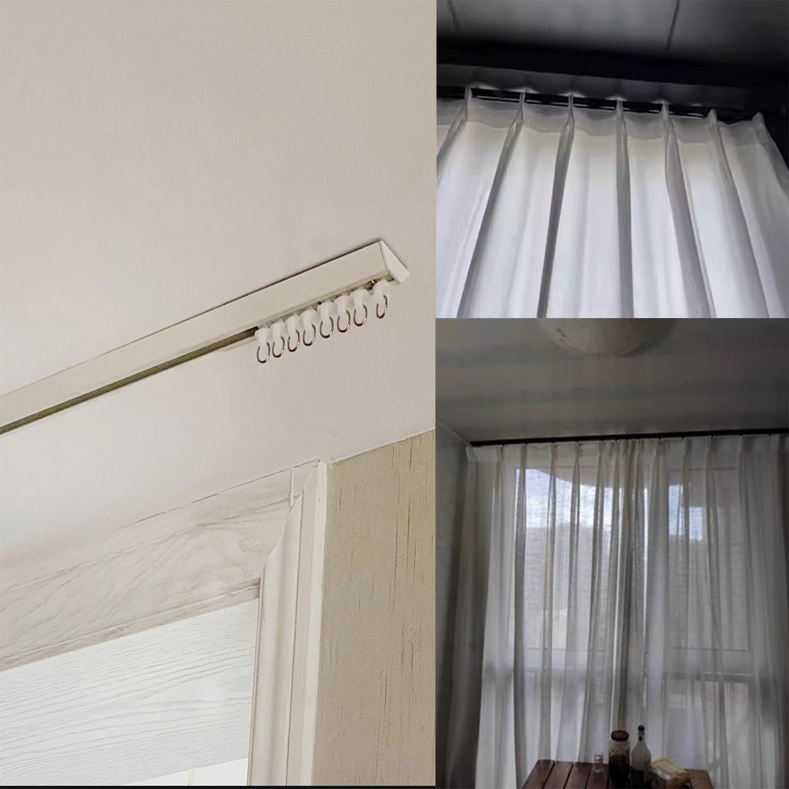 Binario Con Curva Per Tende In Alluminio Colore Bianco A Strappo O Corda - Foto 6