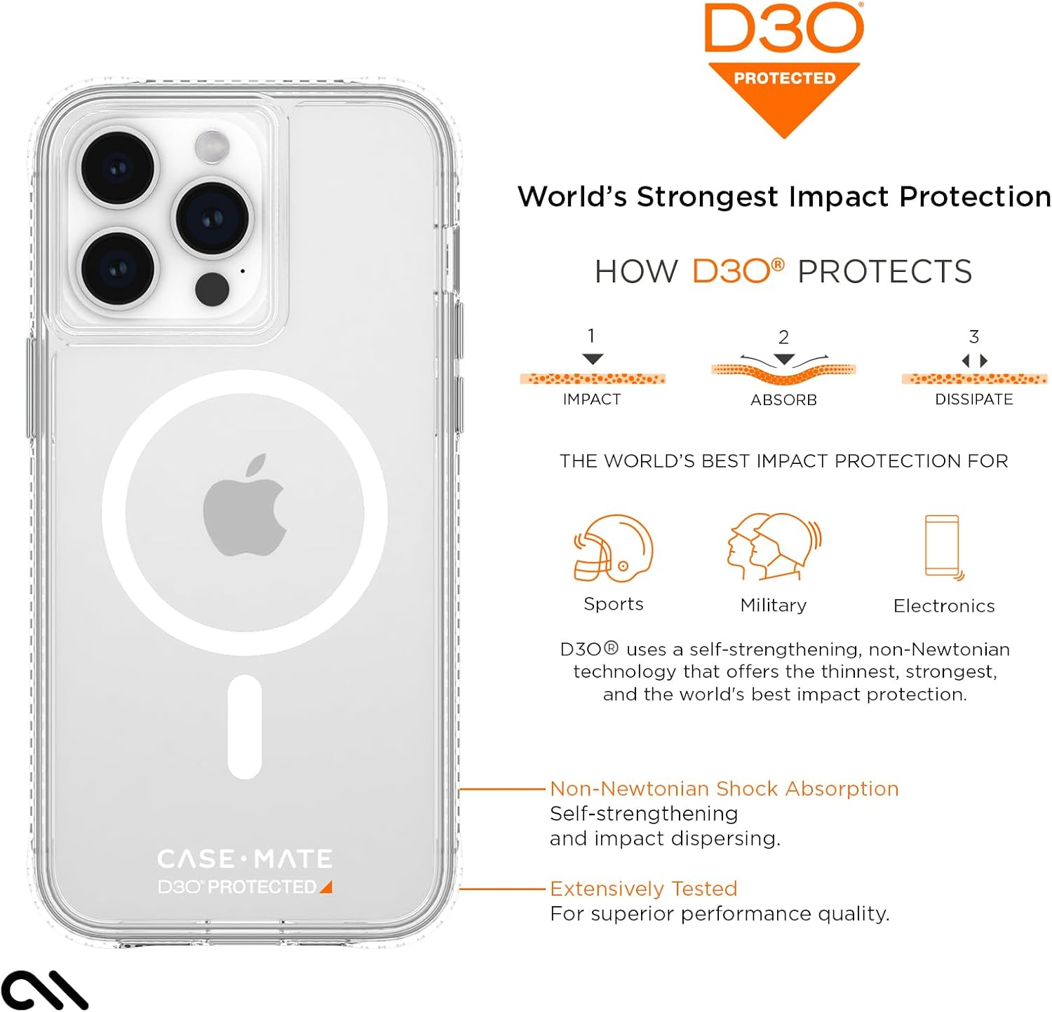 Case-Mate Tough Clear iPhone 15 Pro Max Case [16ft D3O Drop Protection] [Compatible with Magsafe] Magnetic Phone Cover for iPhone 15 Pro Max 6.7", Shockproof, Anti Yellow, Anti Scratch Technology,Slim - Image 9