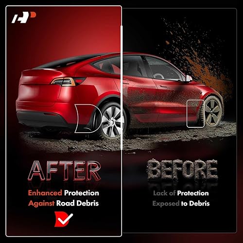 Miniatura 5 de A-Premium Juego de 4 solapas para barro, protectores contra salpicaduras, guardabarros con accesorios de hardware compatibles con Tesla Model Y 2023