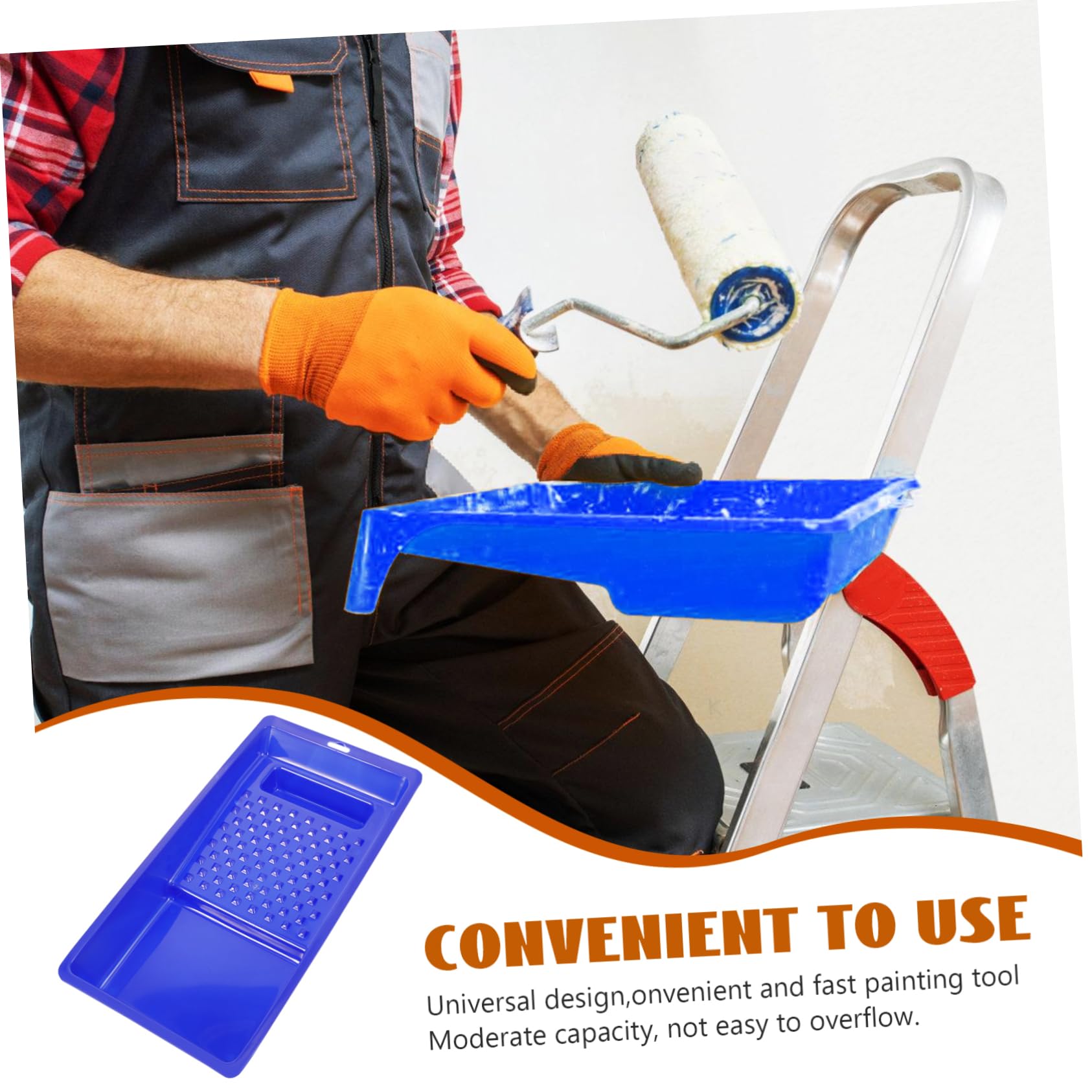 5 Stück Kunststoff Farbwanne für Malerarbeiten Maler Tray mit Ergonomischem Griff Leicht zu Reinigen für Wandfarben Version Blau