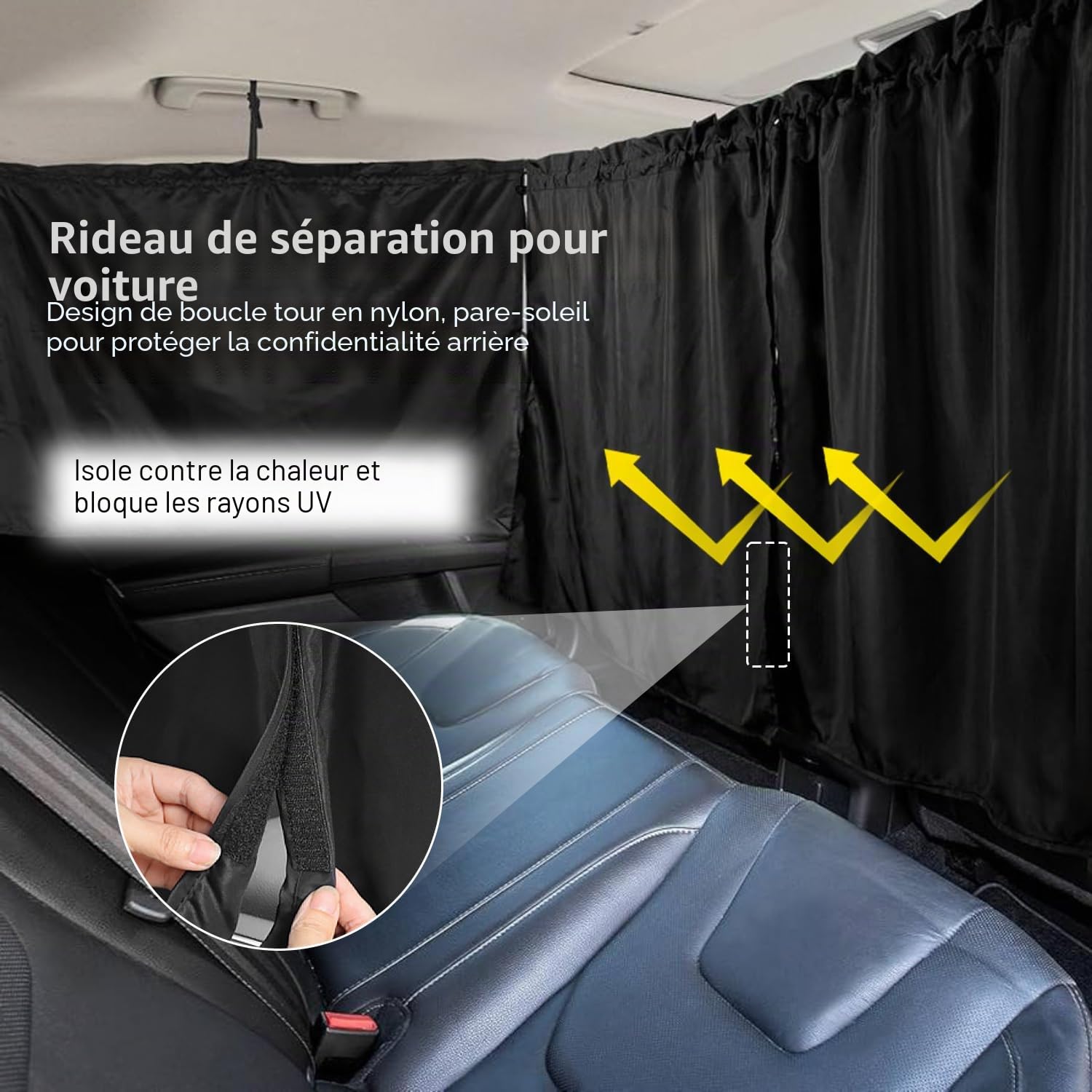 5 Pièces Rideau Voiture Pare Soleil Voiture Accessoires Auto | Séparation d'Espace Protection de Confidentialité Installation Facile Démontable Isolation Thermique Universel pour Voitures