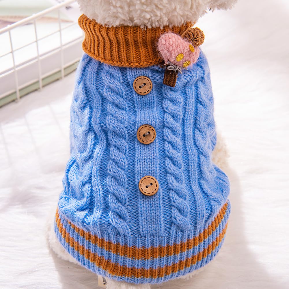 PLUSHCEWT Sweter dla zwierząt domowych, golf, dzianinowy sweter, płaszcz zimowy, cieplejszy dzianinowy sweter dla psa, miękki, szydełkowany, ubrania dla psa, kamizelka dla zwierząt domowych, na jesień