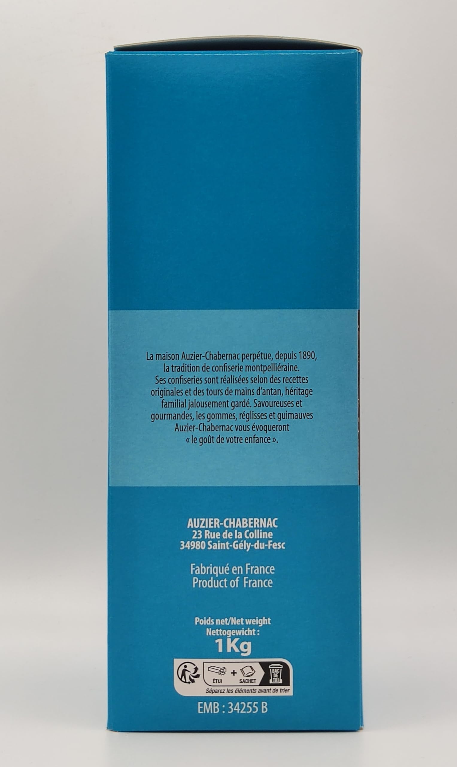 AUZIER CHABERNAC Pastilles à la Réglisse et au miel - Confiserie de Tradition. (Boite à l’ancienne 1Kg. Lot de 1.)