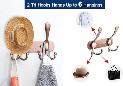 Miniatura 4 de NearMoon Perchero montado en la pared, paquete de 2 ganchos resistentes para toallas de baño, de acero inoxidable, gancho de metal para toallas,