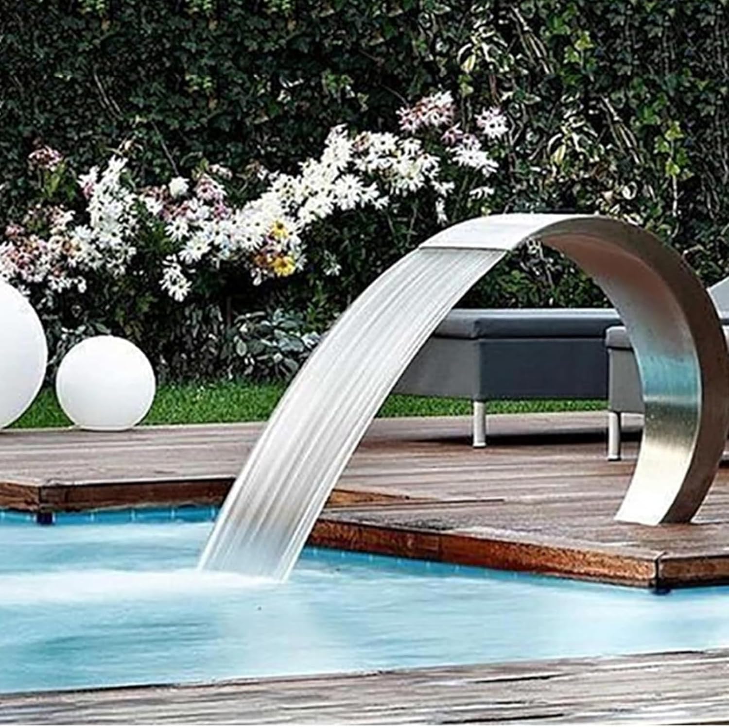 Swimming Pool Fountain Stainless Steel Waterfall Fountain Garden Swimming Pool Fountain,Bath Landscape Fountain (80cm*50cm)