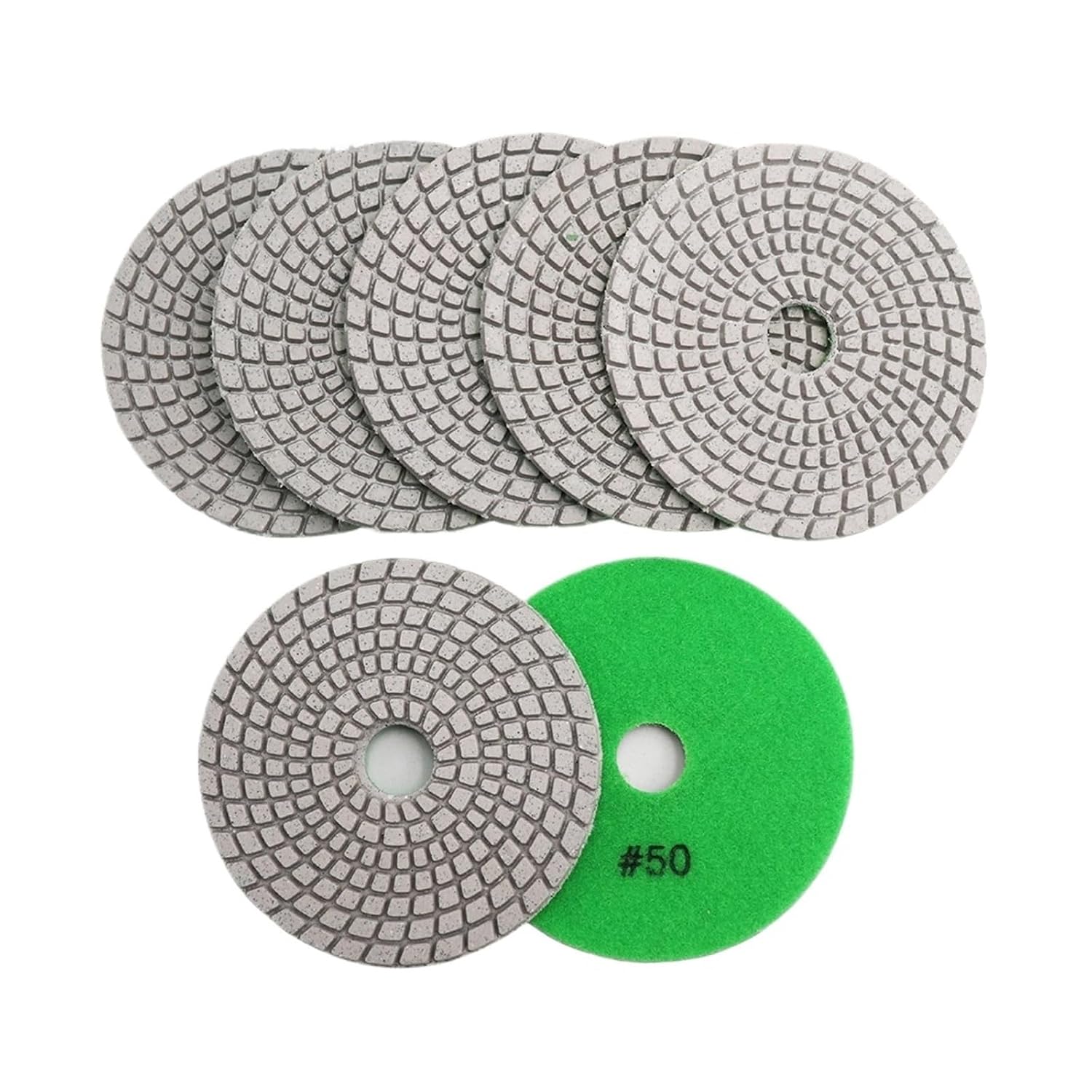 7pcs 4" #50 Flexible Wet Polishing Pads for Stone Ceramic Tile White Bond Diamter 100mm Sanding Discs