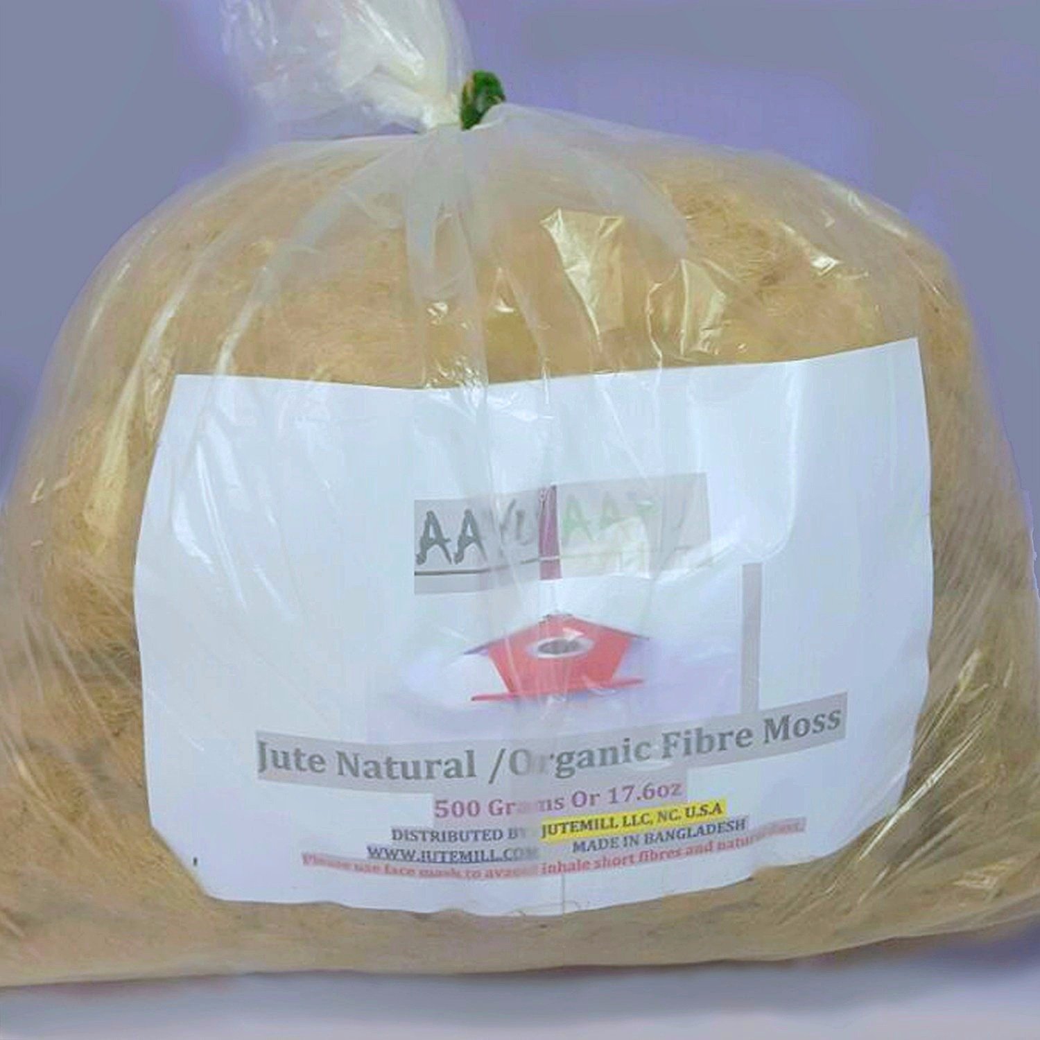 AAYU Raw Jute Grass Fiber - fire Starter| Spinning Natural lint | 500 Grams or 17.6 Ounces | Natural Product, Eco-Friendly | Excellent Fiber Material | No Artificial Color | Pet Bed and Bird Nest