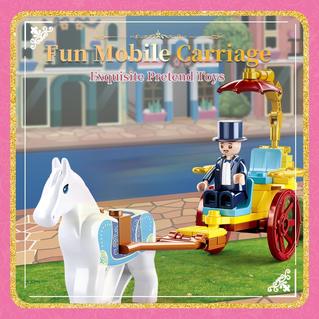 Sluban 8-12 Girl Friends Fashion Shop Building Sets, Princess Shopping Mall Store House Kits with a Horse Car, 7 Doll Minifigures, Compatible with Lego, Birthday Thanksgiving for Girls 6 7 8-12