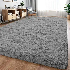 Tapete Peludo 3,00 x 2,00 Grande Felpudo Para Sala e Quarto (Cinza)
