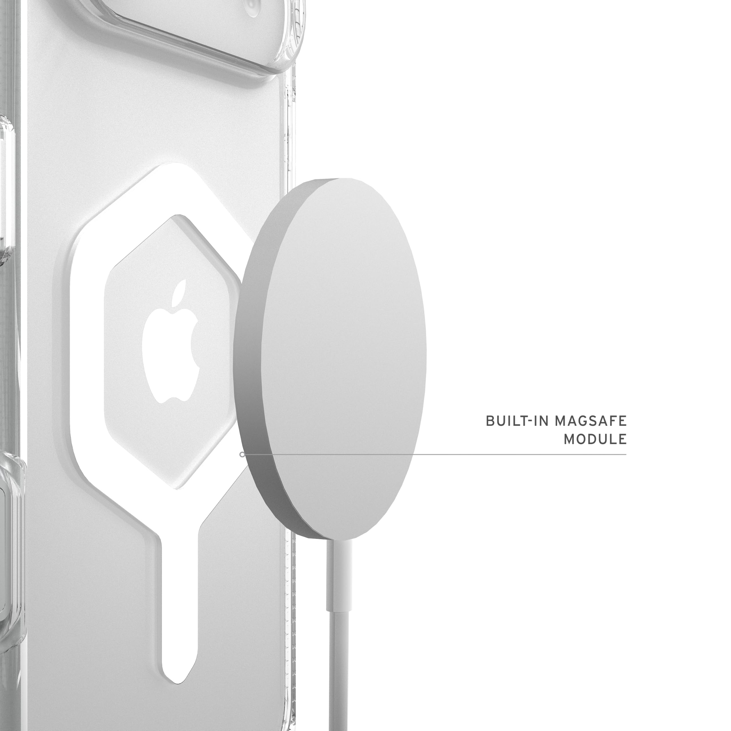 Urban Armor Gear Plyo MS Case Compatible con Apple iPhone Air Funda (Carga inalámbrica/magnética, Air-Soft Esquinas, Borde Elevado) Hielo (Transparente) / Blanco