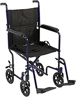 Vista 9 de Drive Medical Silla de ruedas de transporte plegable ligera con reposapiés abatibles, rojo
