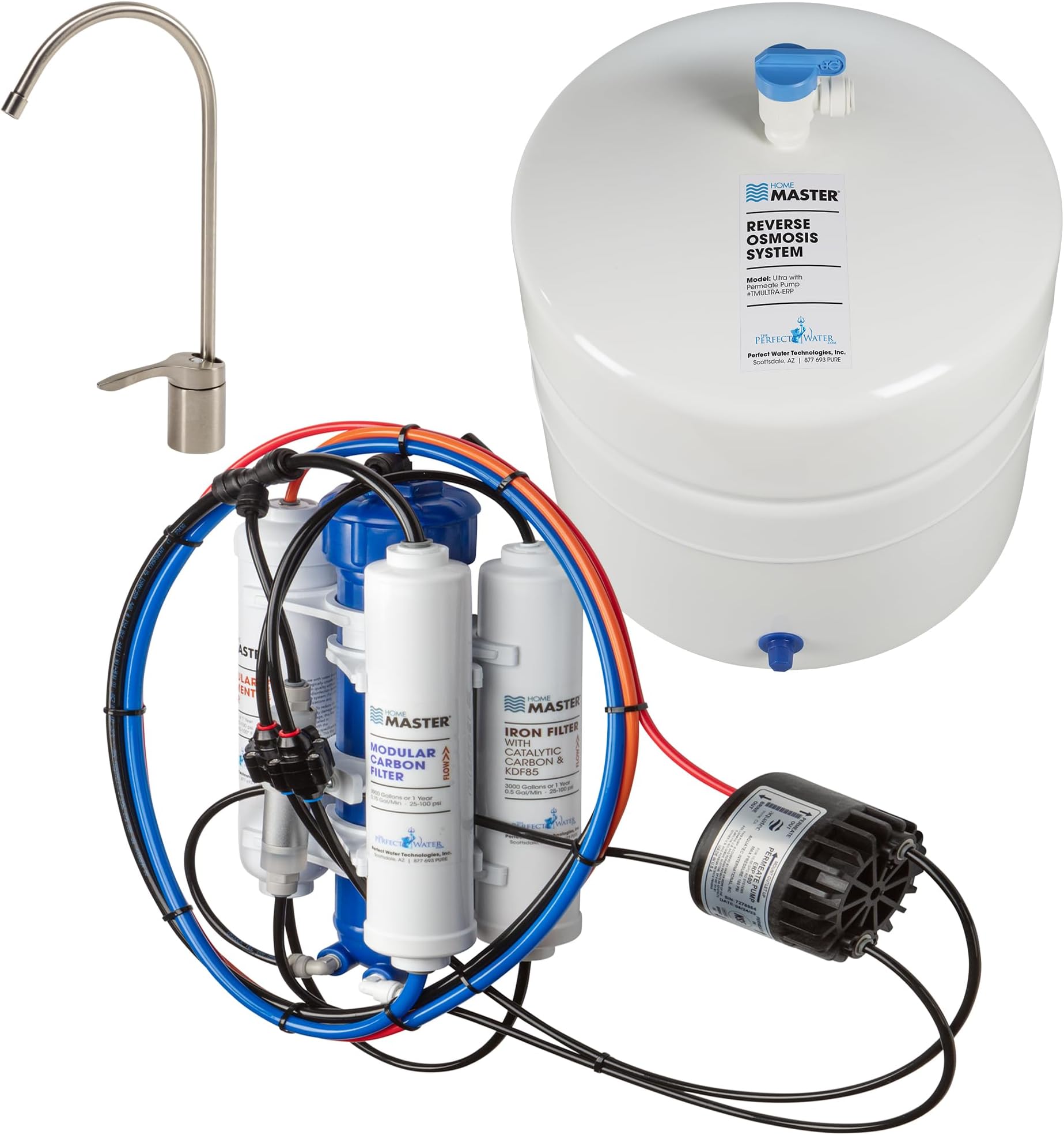 Home Master TMULTRA-ERP RO System, City & Well Water, 6-stages, Iron prefilter reduces fouling, Fast 4.5 sec Fill Rate, 1:1 Waste Ratio, UV Sterilizer 99.9% EPA 97952AZ1, 5-year limited parts
