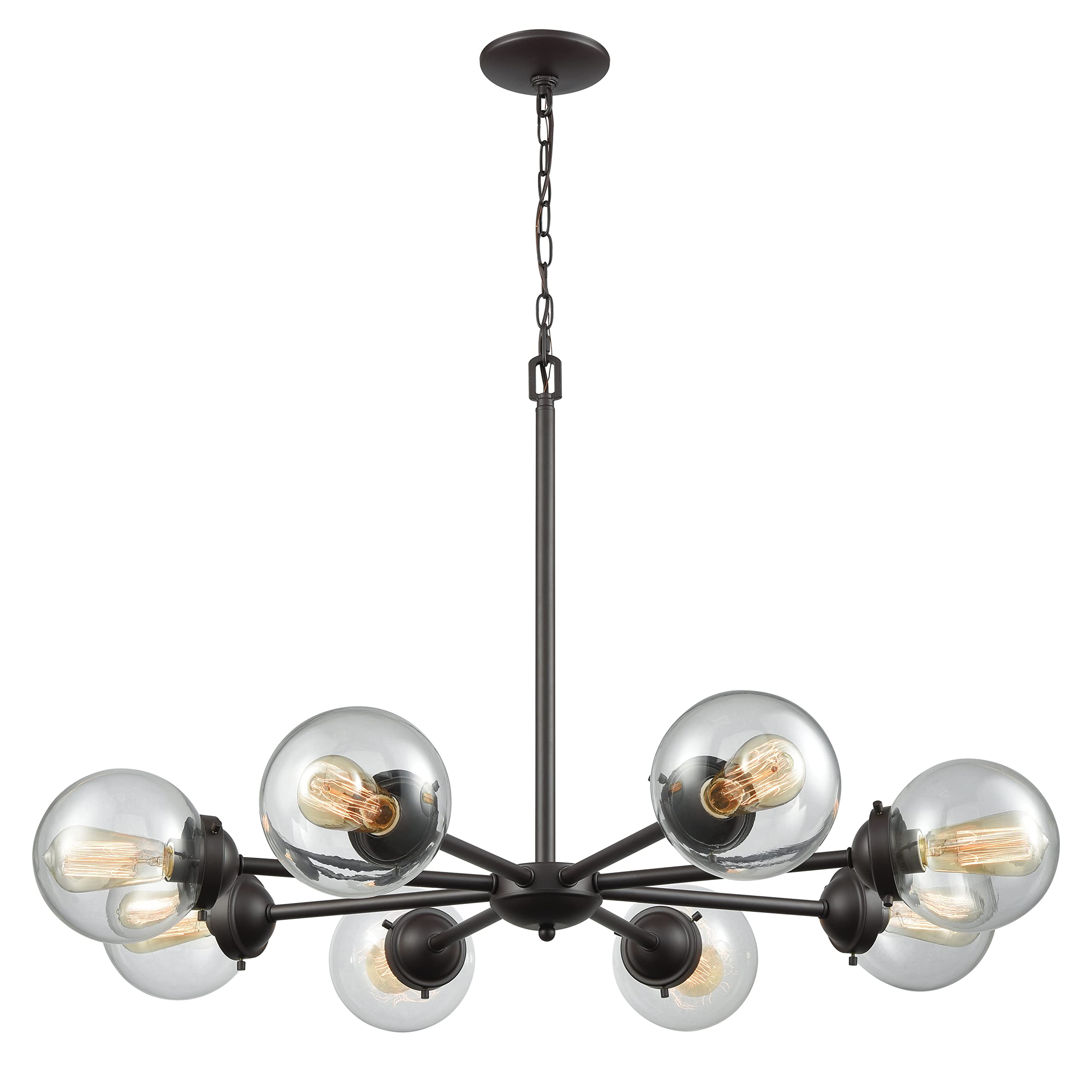 Thomas Lighting Beckett 8-Light Chandelier in Oil Rubbed Bronze with Clear Glass